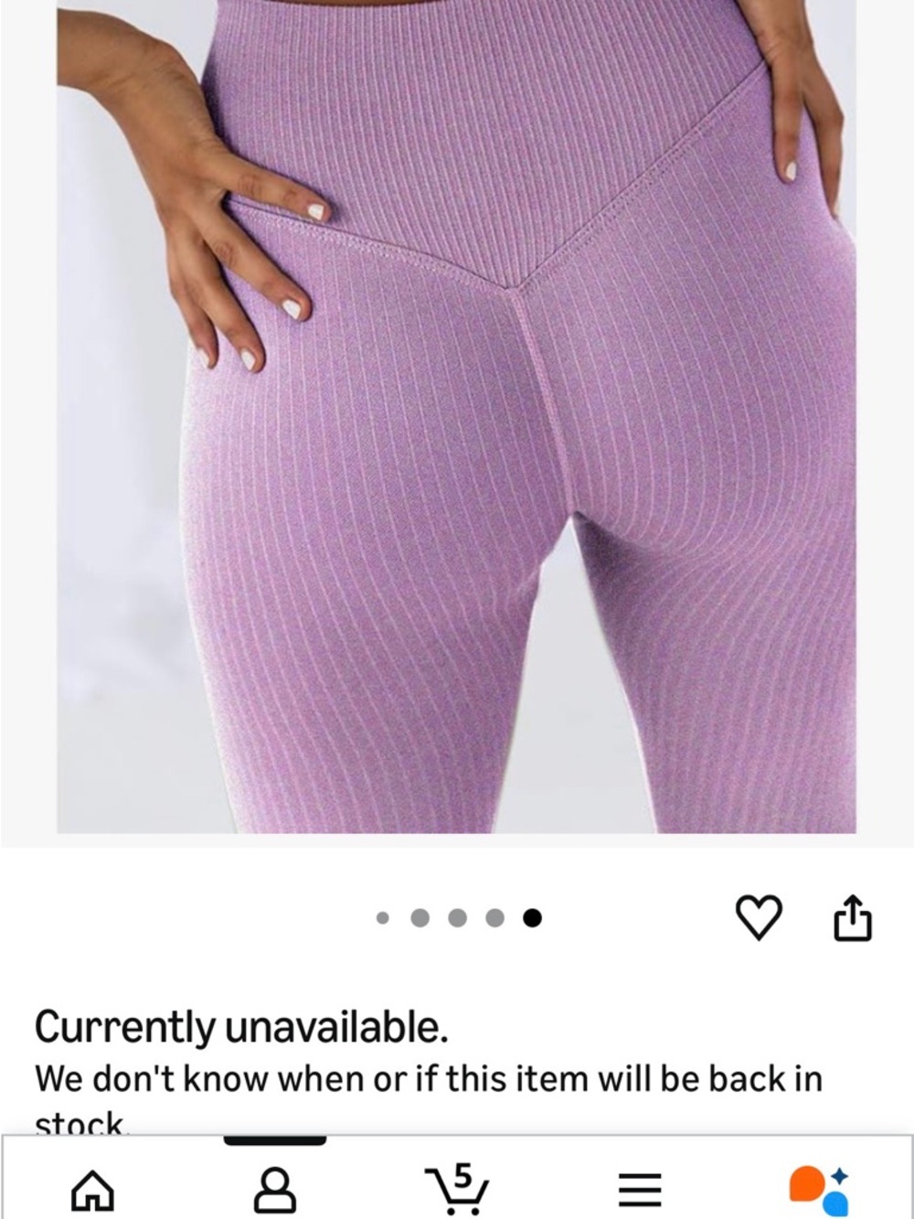 Two Piece Ribbed Exercise Outfit Pink - Picture 3 of 4